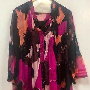 DVF Print Silk Long Sleeve Dress